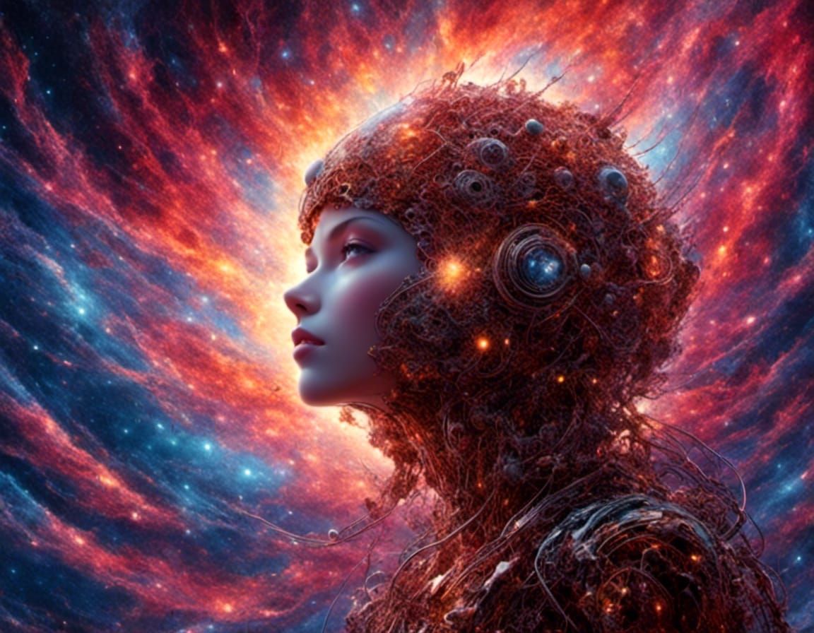 Sci-Fi Love Scene Portrait in Biopunk Style