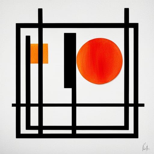 Abstract Geometric Art in Mondrian Style