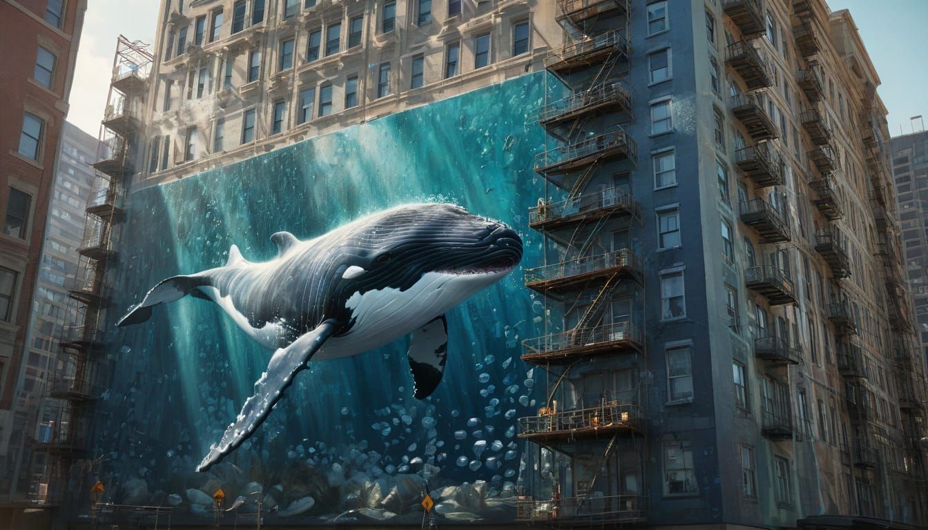 Artist Captures Whale Mural on City Tower in Hyper-Realistic...