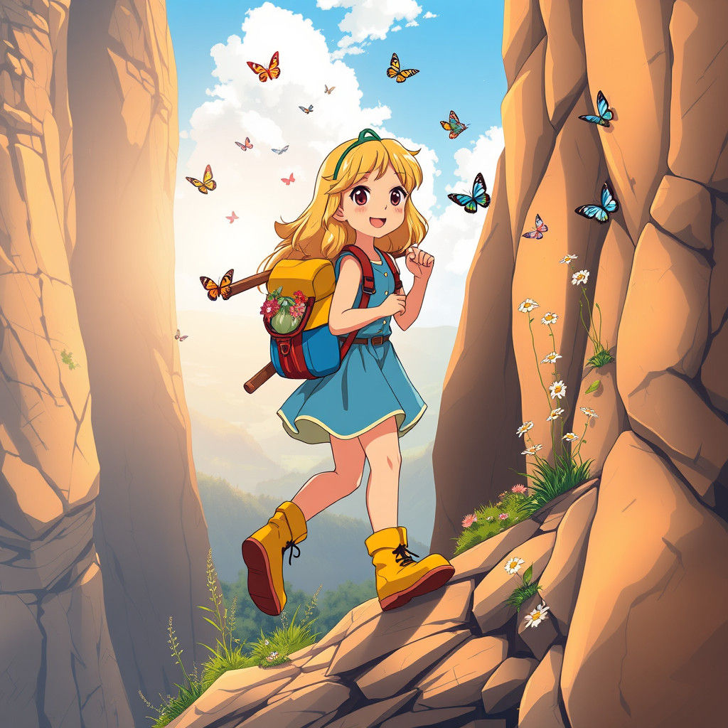 Alice's Cliffside Hike: Anime-Style Adventure