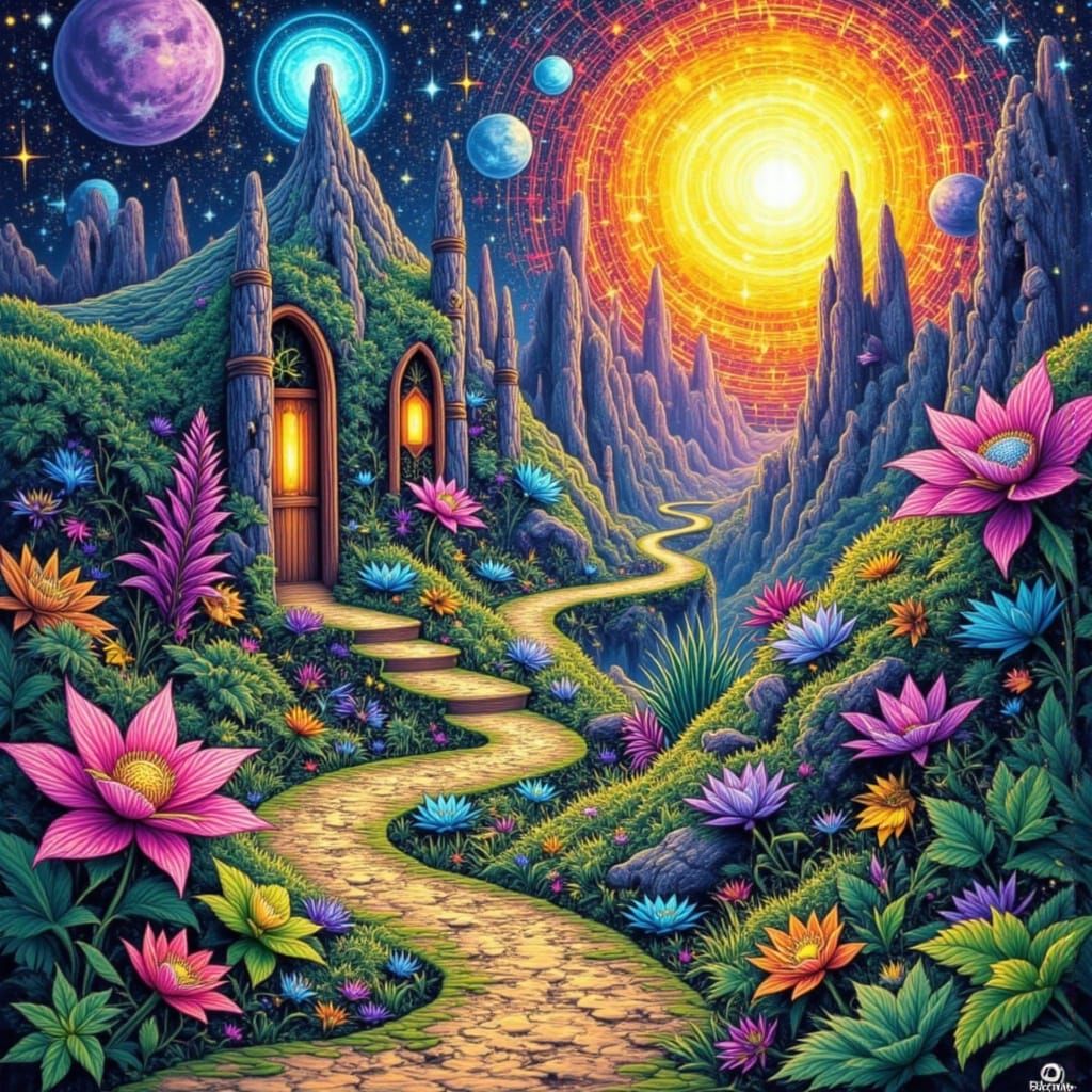 Futuristic Irish Fairy Fort in Abstract Expressionist Style