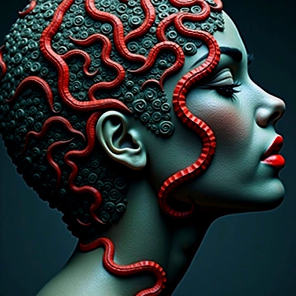 Abstract Swirling Red Forms