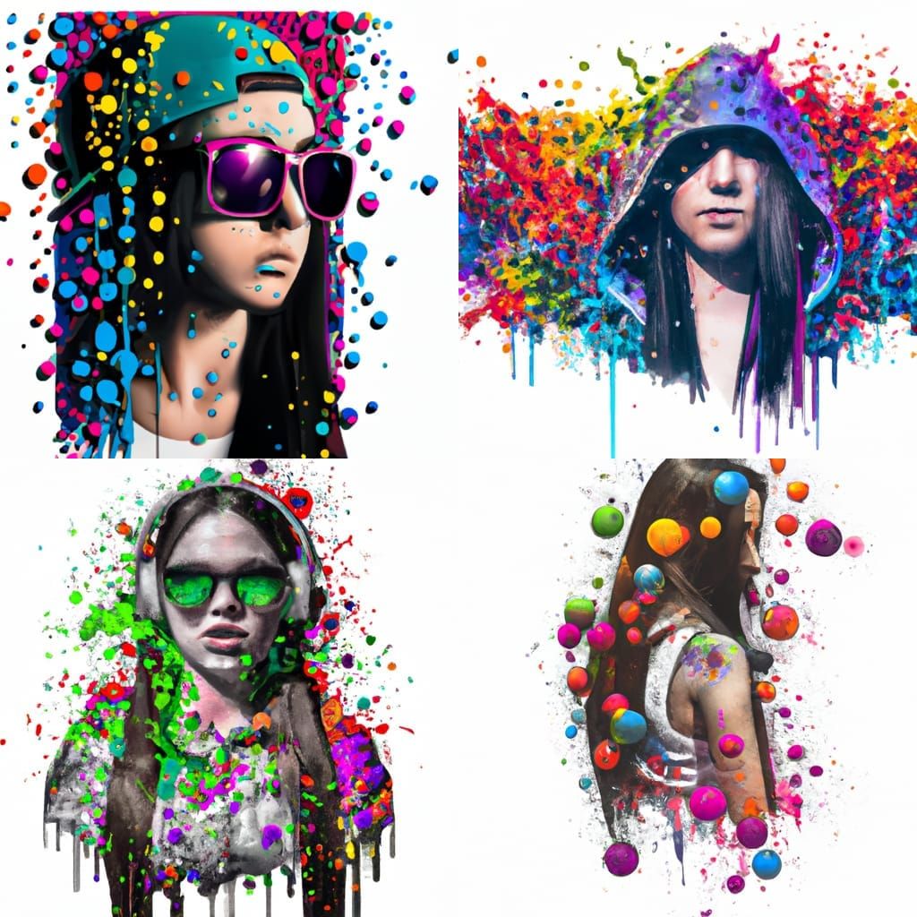 Colorful Skittles Raver Girl Graffiti Art