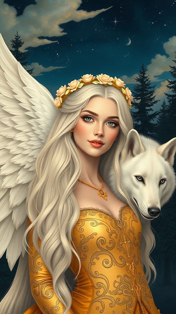 Ethereal Fantasy Beauty in Soft Gold Tones