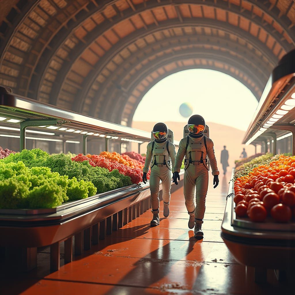 Martian Marketplace: Hydroponic Vegetables in Space Age Styl...
