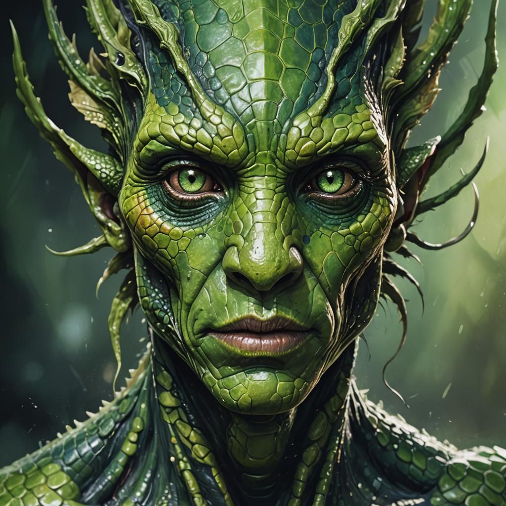 Humanoid Alien Portrait in Cyberpunk Style