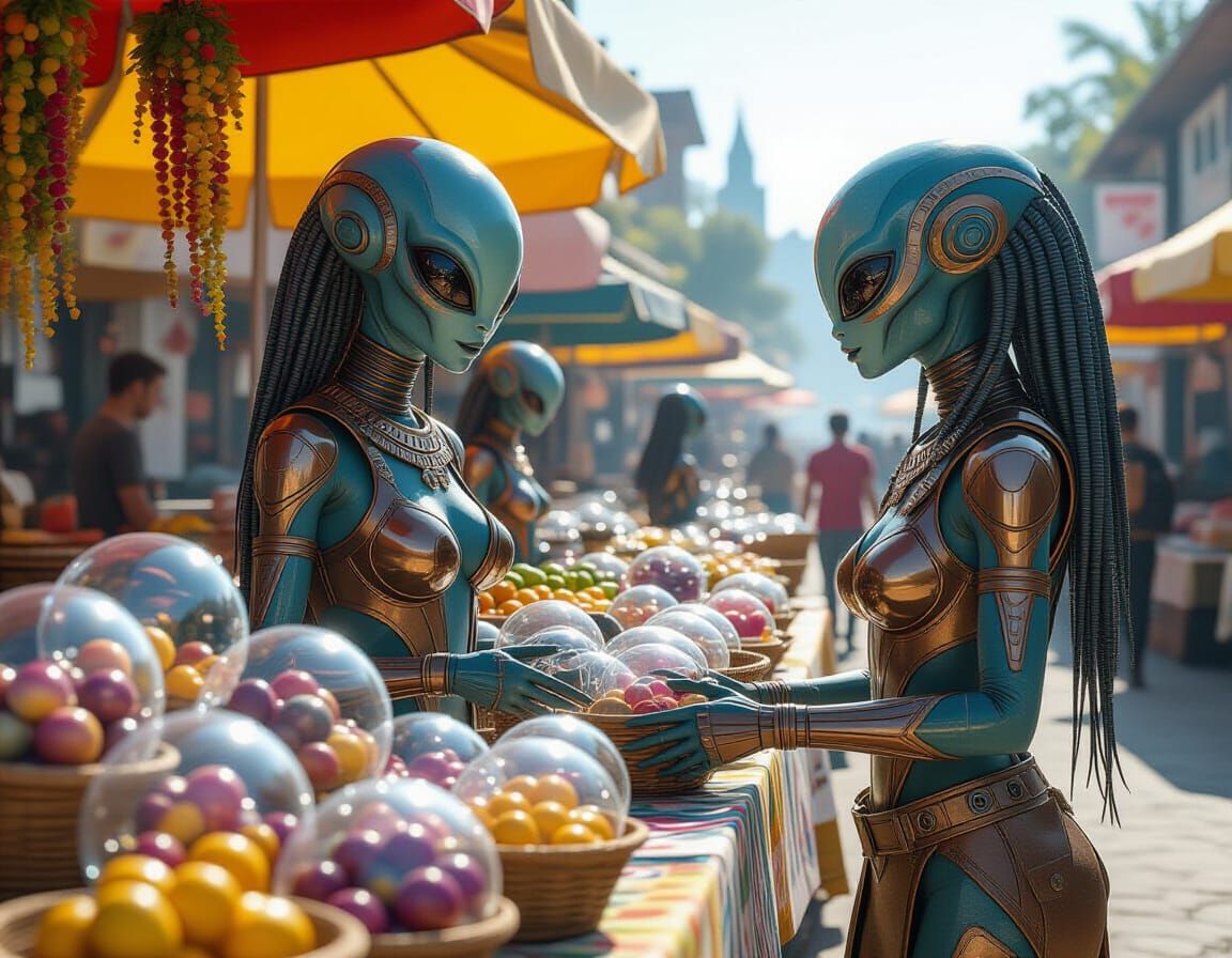 Alien Farmer's Market: Orbs of Humanity in 3D