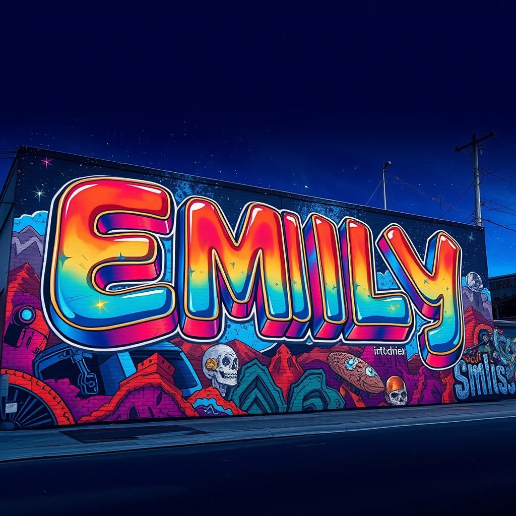 Street Art Mural: "EMILY" in Bubble Writing