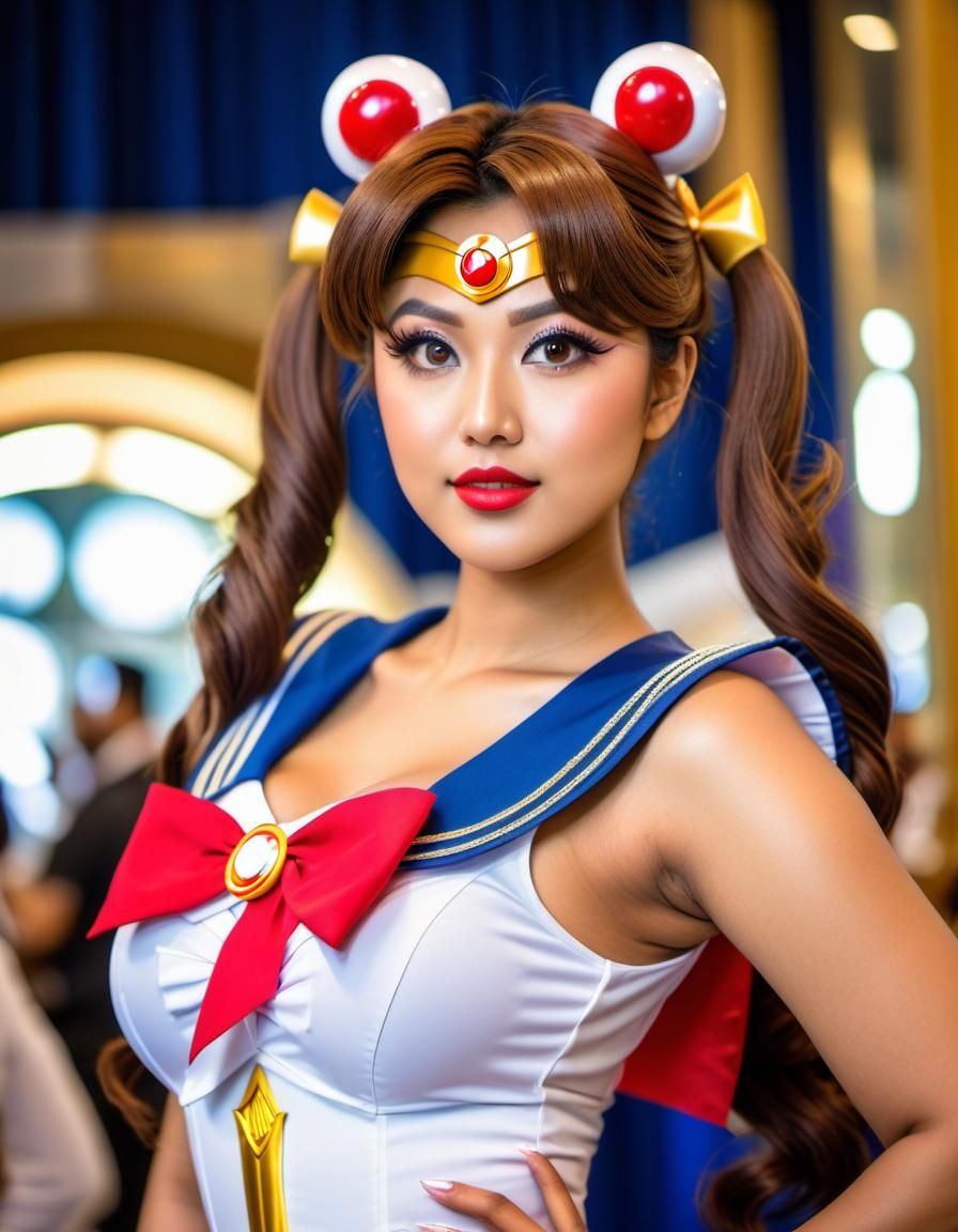 Sailor Moon Cosplay at Convention: Photorealistic 16K