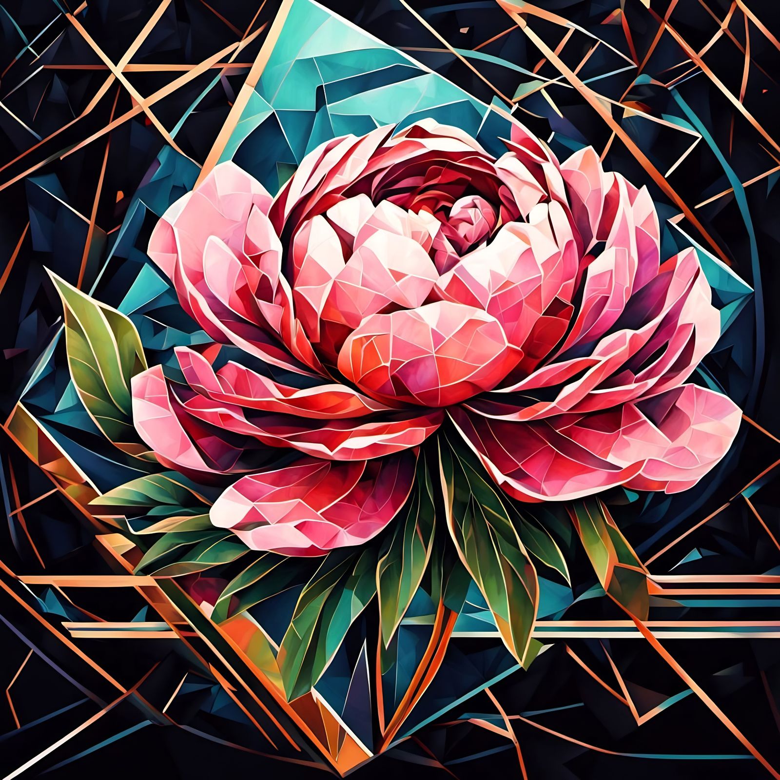 Nature Escaping Geometric Structures in Watercolor Style