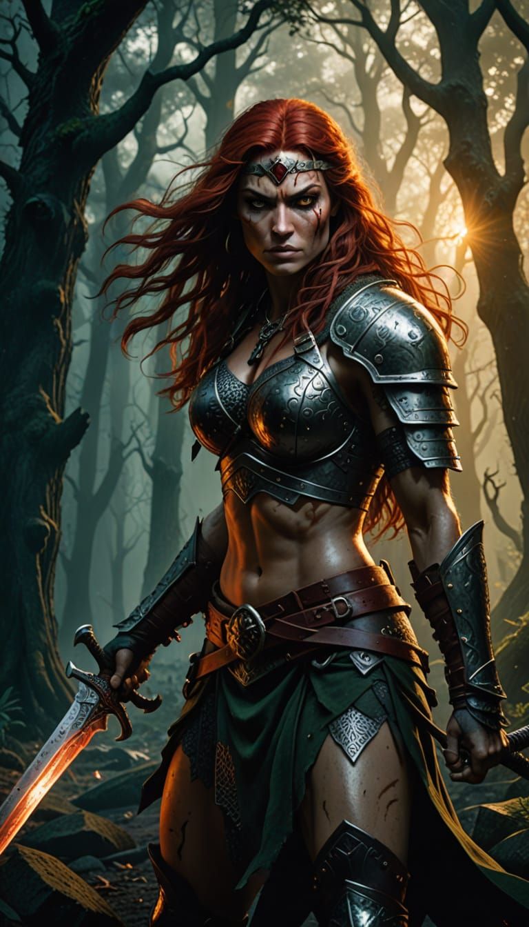 Ethereal Warrior in Dark Fantasy Realm