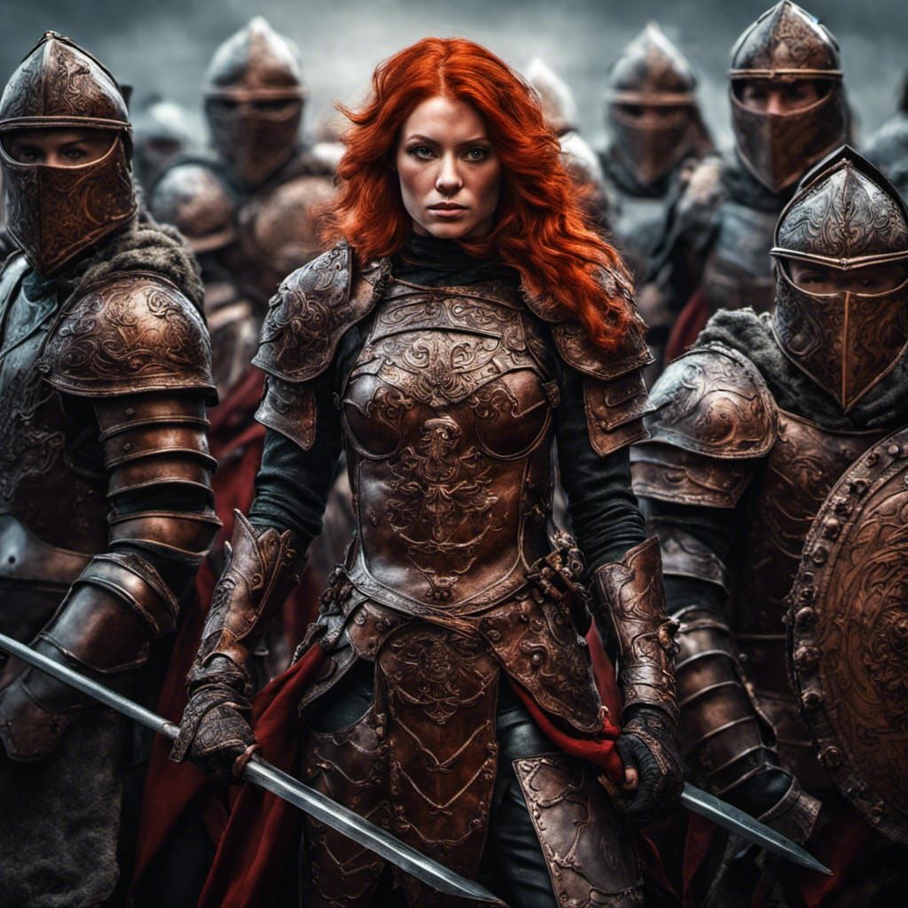 Red-Headed Warrior Protected by Five Companions