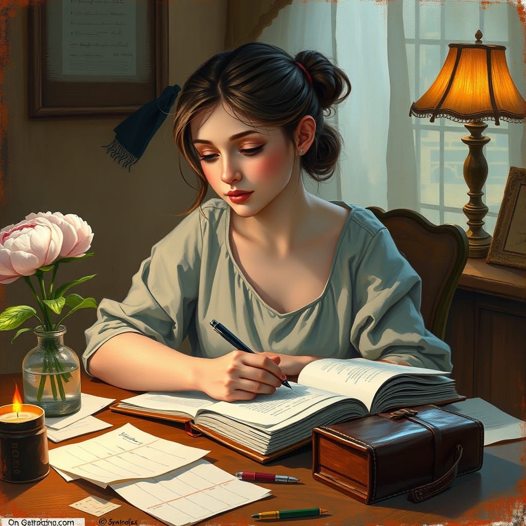 Whimsical Writer Lost in Creative Thoughts