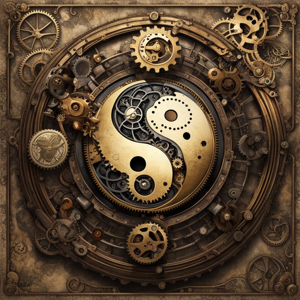 Steampunk Yin-Yang: Mechanical Harmony and Balance