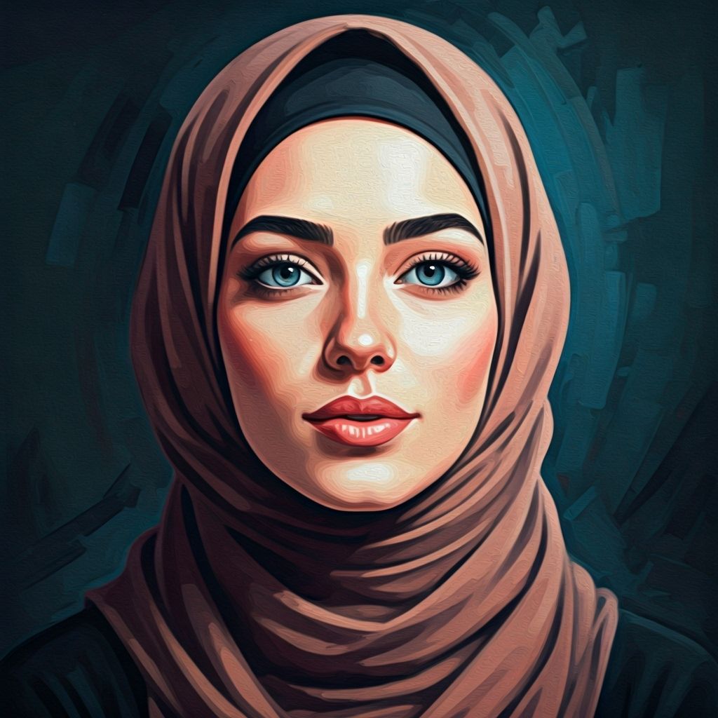 Oil Painting Portrait of a Beautiful Hijabi Woman