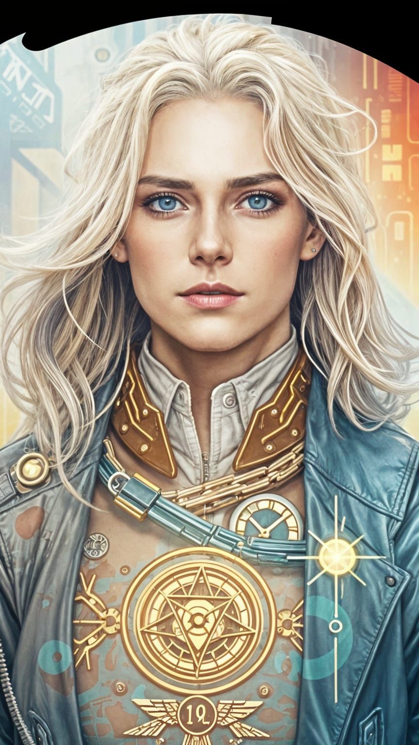 Cyberpunk Space Traveler in a Neon Cityscape