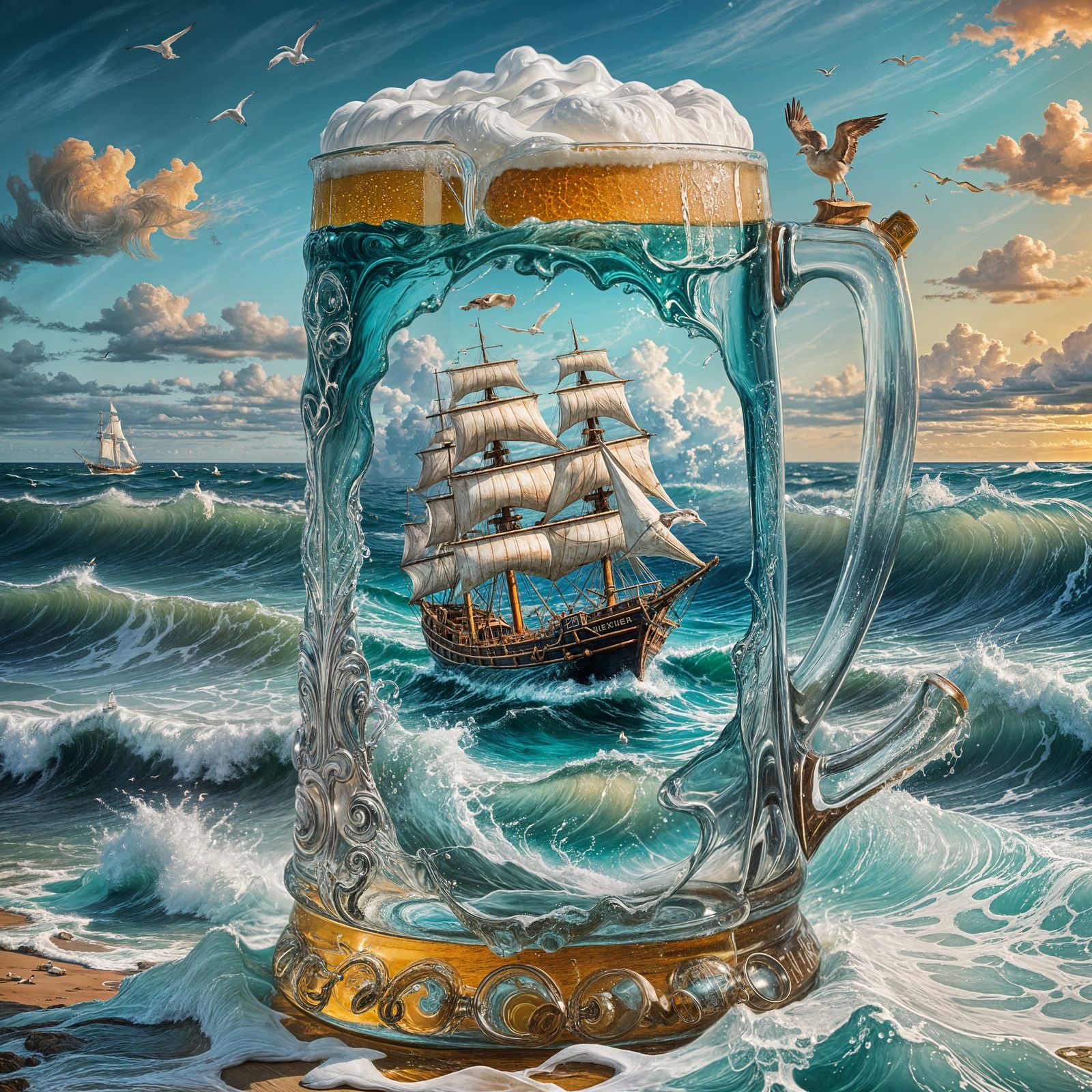 Inspired by Peggy Buck 
🌿👉a huge clear glass beer stein wi...