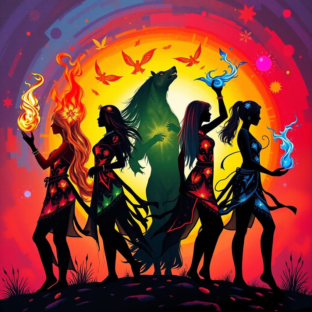 Four Women Embrace Seasons and Elements in Vibrant Street Ar...