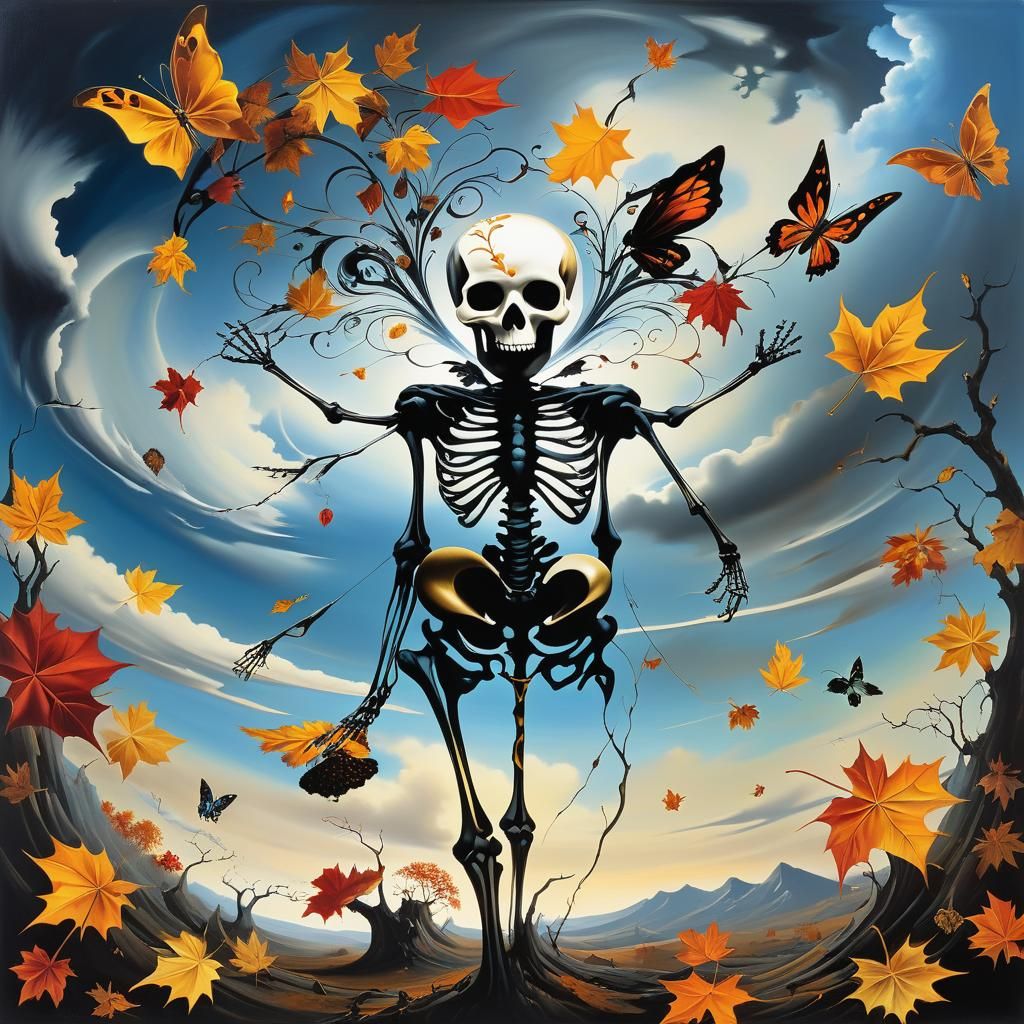 Surreal Landscape with Elastic Flora and Vortex