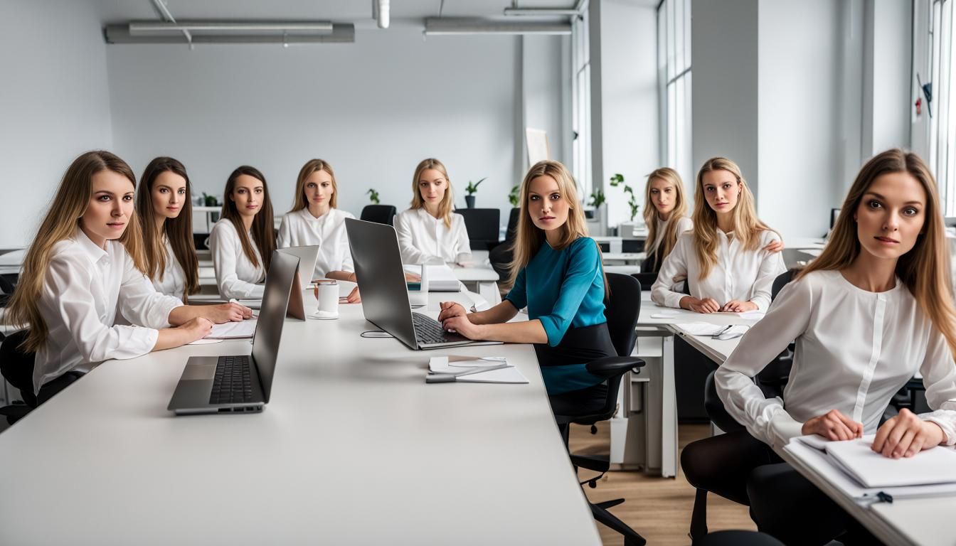 Woman in Office: Detailed Matte Painting