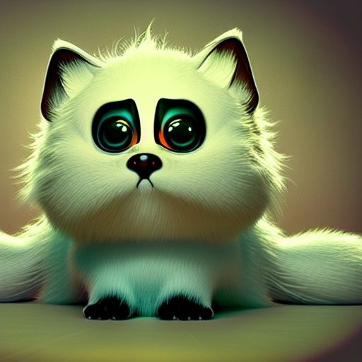 FURRY CUTE PET CREATURE BABY cat ANIMAL, Pixar, Disney, concept art, 3d digital art, Maya 3D, ZBrush Central 3D shading...