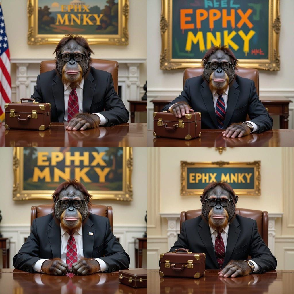 Orangutan in White House with Suitcase and Eyeglasses