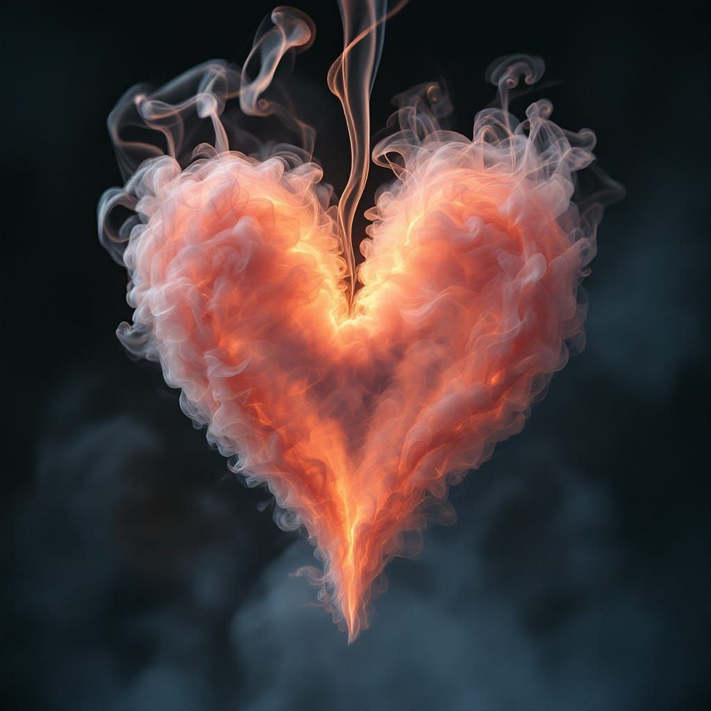 Ethereal Heart of Smoke Suspended in Cinematic Haze