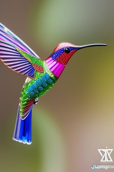 Murano Glass Hummingbirds on Elegant Stand