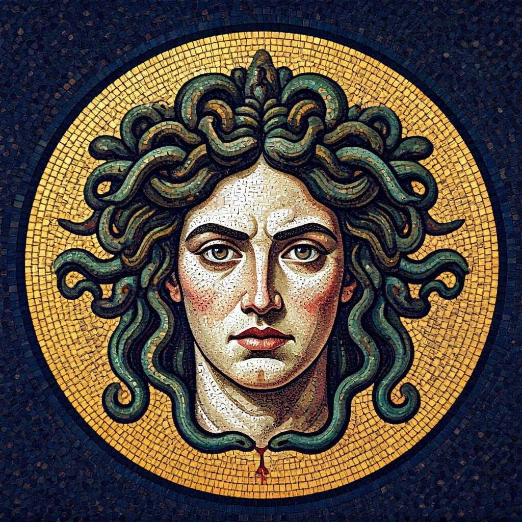 A Roman mosaic of Medusa