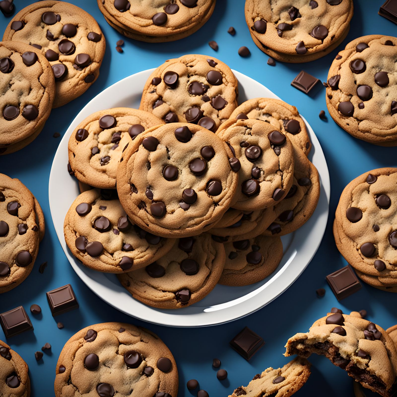 Delicious Chocolate Chip Cookies, Matte Painting Style