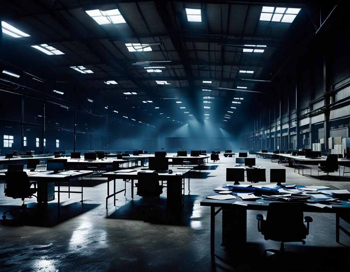 Abandoned Warehouse with Spotlight: Cinematic Interior