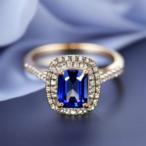 Elegant Sapphire Ring on Satin, Professional Photography