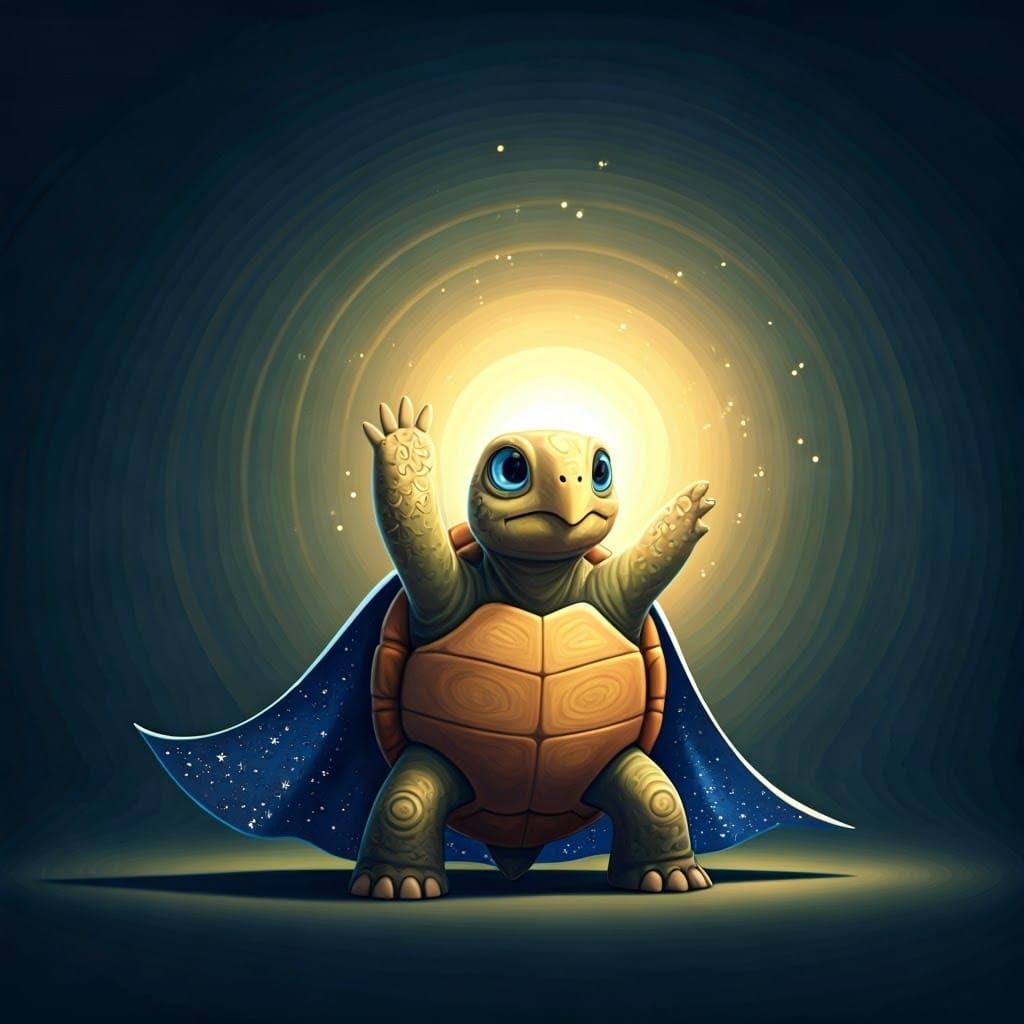 Whimsical Turtle Hero Unleashes Magical Forcefield