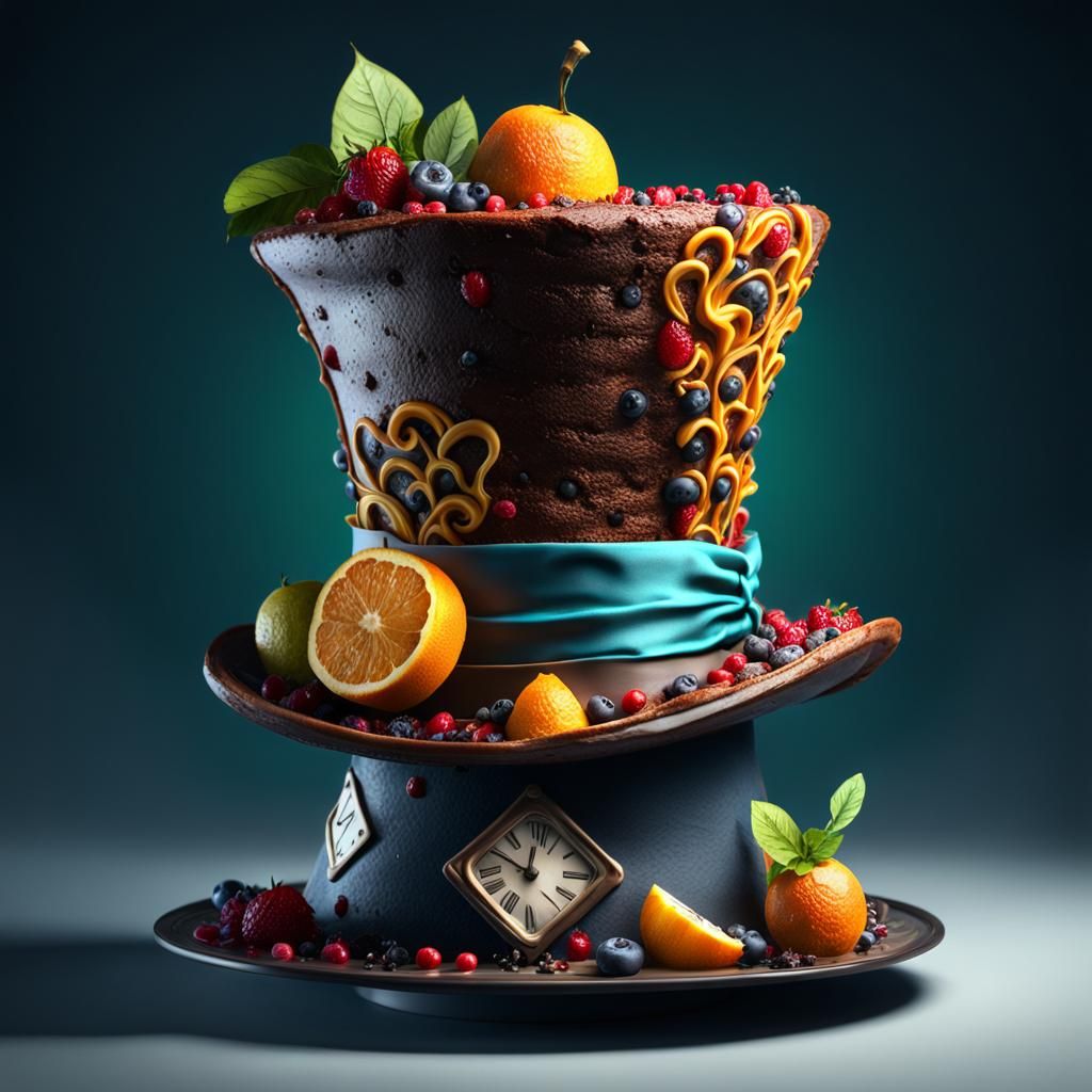 Mad Hatter's Hat Fruitcake: Hyperrealistic Cake Art