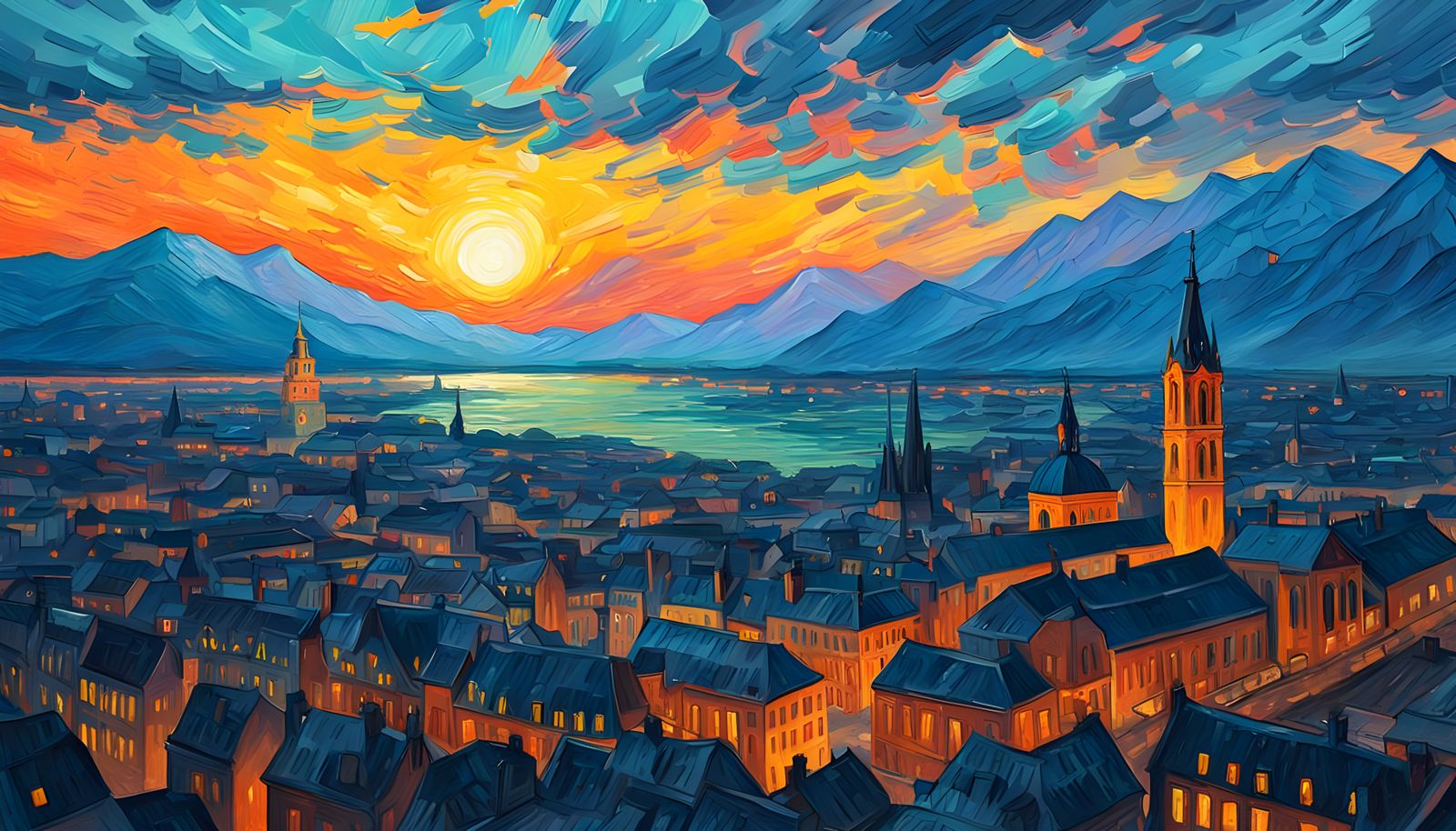 Cabovera: Mountain City in Gouache Style