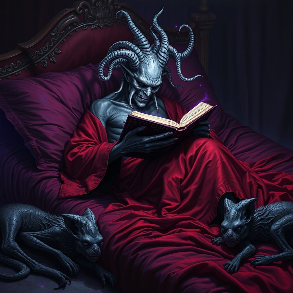 Nyarlathotep Reads a Love Tome: Eerie Dreamscape