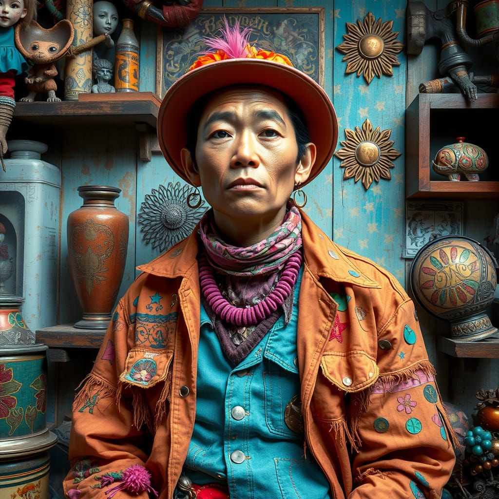 Monkey King Surrounded by Treasures, Gritty Digital Art