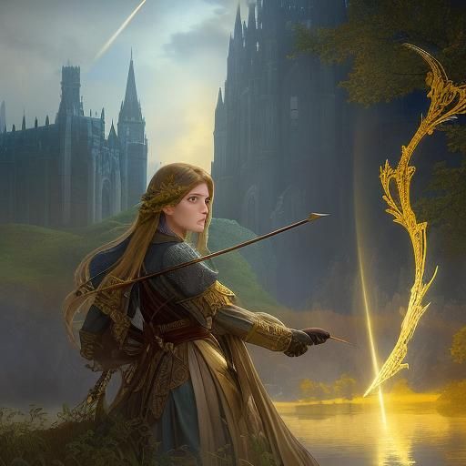 Elf Archer in Dark Fantasy Landscape Art