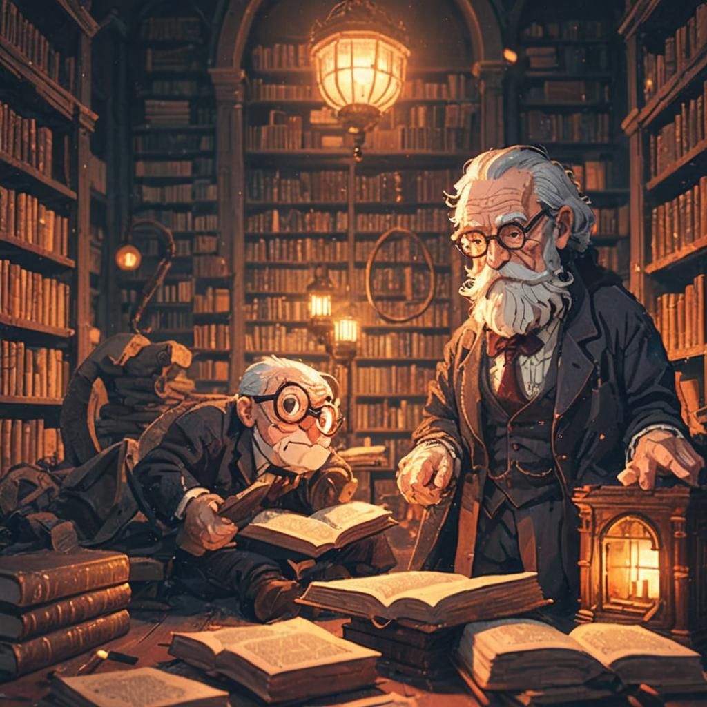 Pixel Art: Man Reading in Abandoned Library