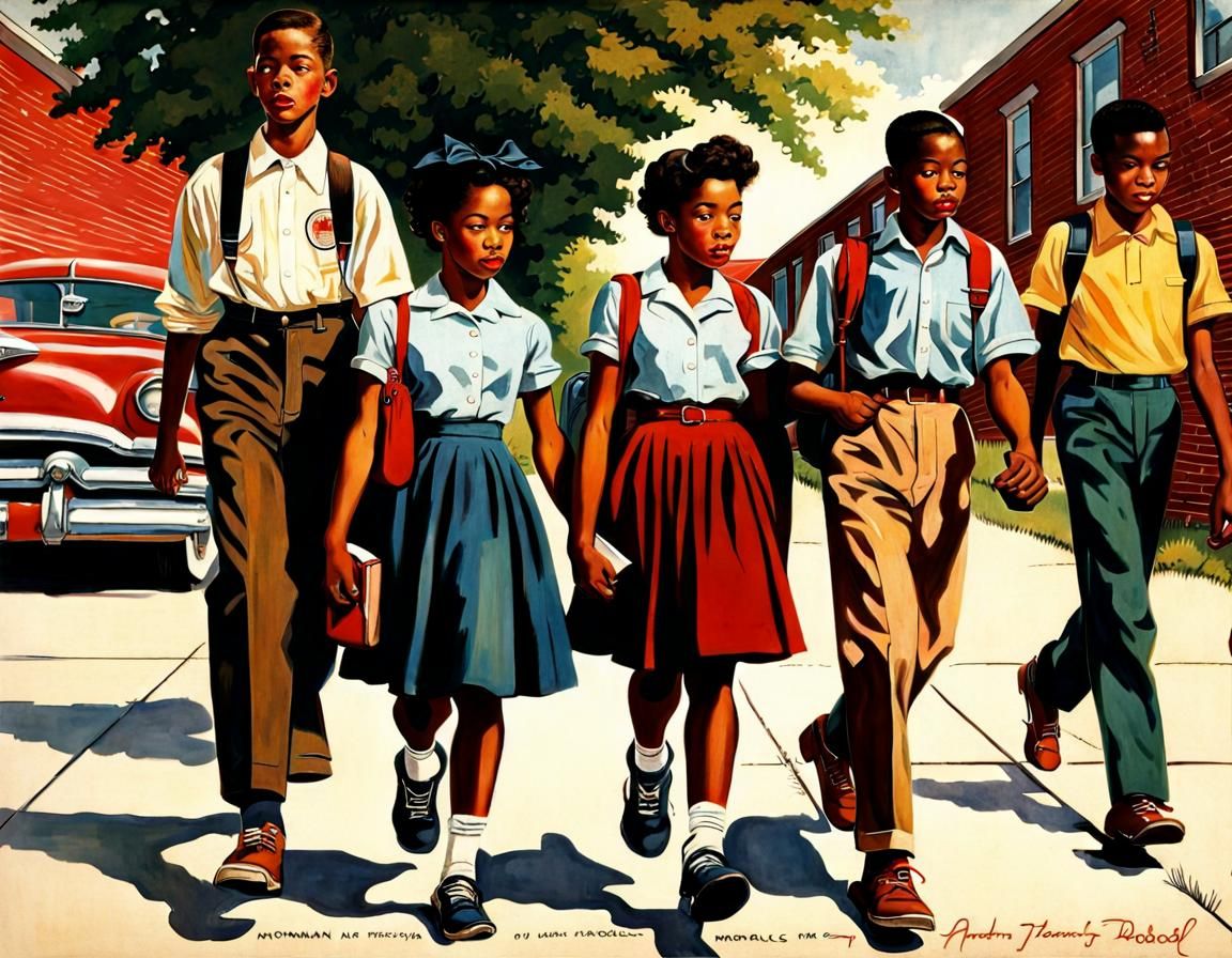 African American Students in Rockwell Style