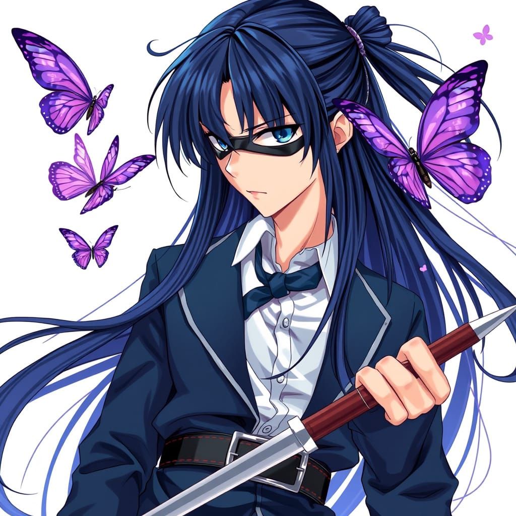 Anime Hero Ensnared by Enchanted Butterfly in Vibrant Makoto...