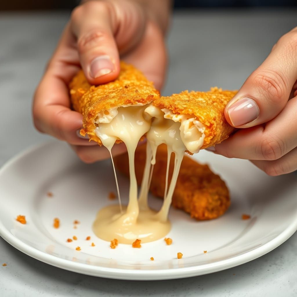 Golden-Brown Mozzarella Sticks in Photorealistic Style