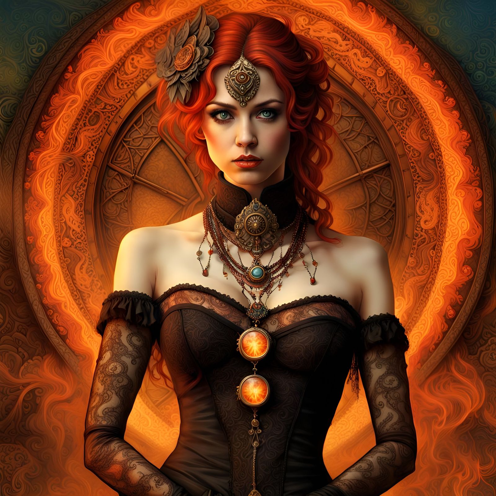 Vajrayana, pyrokenetic steampunk demigoddess.