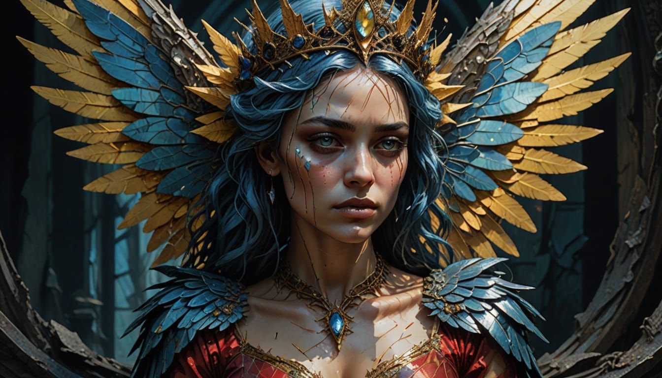 Surreal Fairy Reigns Over Throne of Melting Candles in Moody...