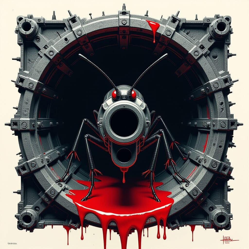 Assassin Bug in Gun Barrel, Biomechanical Style