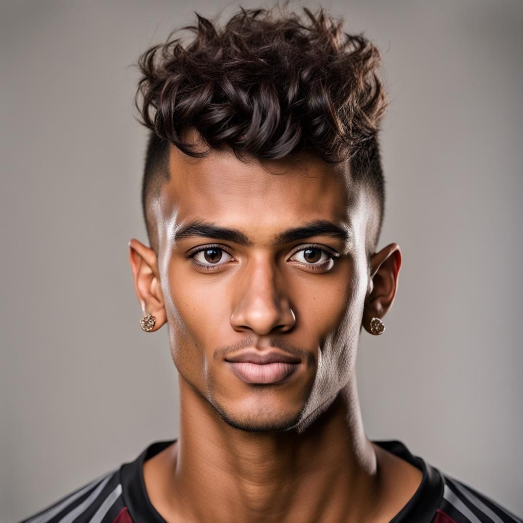 Detailed Headshot of Young Brazilian Soccer Player
