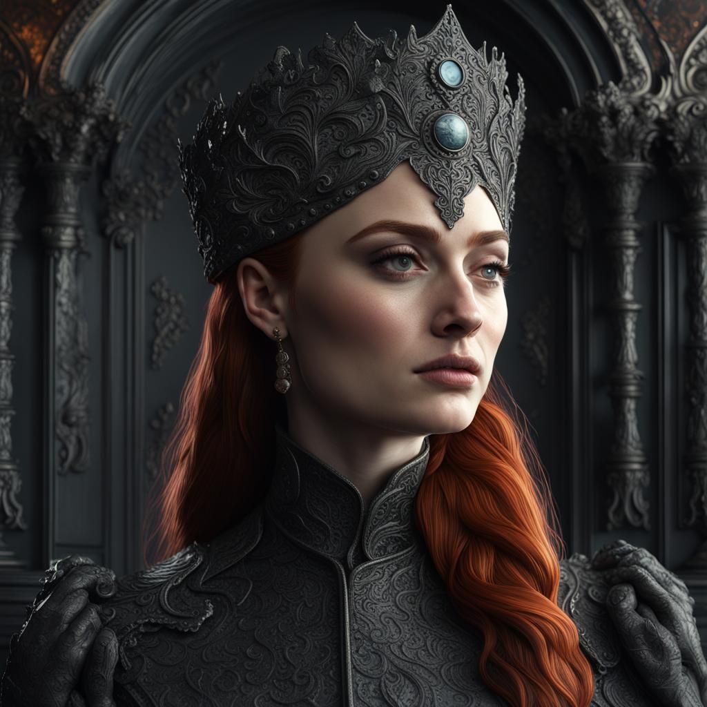 Ornate Portrait in Film Noir Style