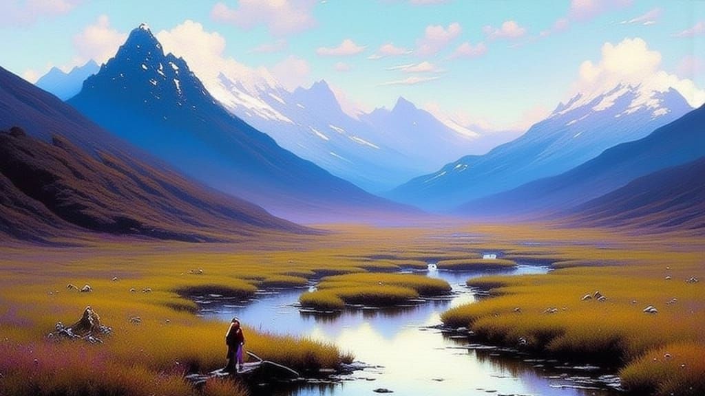 Majestic Mountain Landscape with Unique LoRA Style