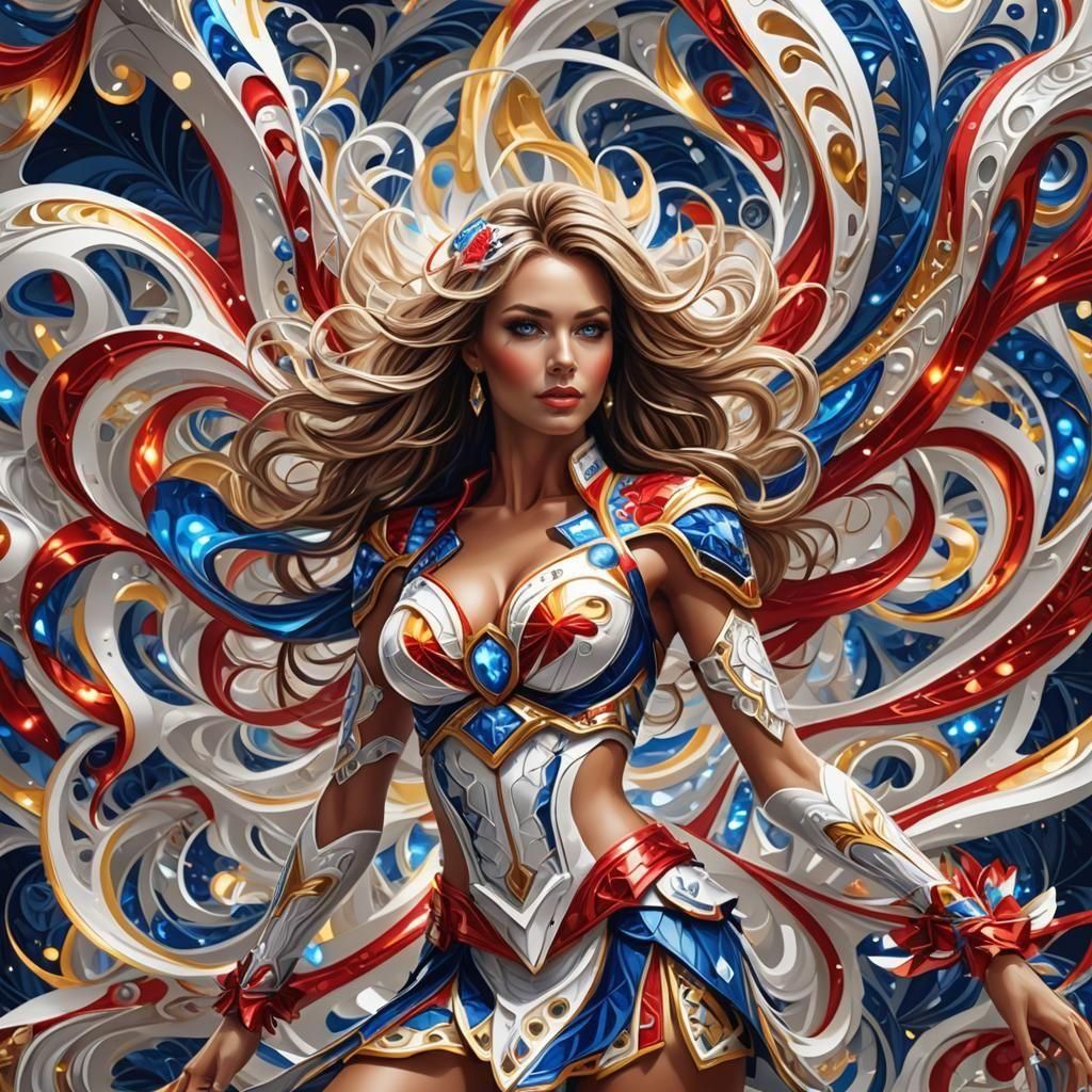 Dallas Cowboys Cheerleader in Neon Fractal Art