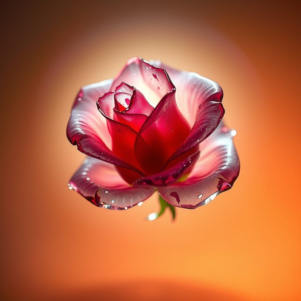 Ethereal Glass Rose Shattered in Hypereal Light